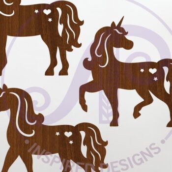 Intra απο ξύλο plywood 3mm-4mm πάχος – Μονόκερος Silhouette Τέχνη τοίχου με Δίασταση  40x30 cm INTRAFABR-120381607 - Image 1