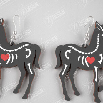 Intra απο ξύλο plywood 3mm-4mm πάχος – Unicorn Skeleton Earrings | Κοσμήματα |CNC Δίασταση 5x5 cm INTRAFABR-105271539 - Image 1