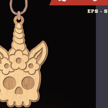 Intra απο ξύλο plywood 3mm-4mm πάχος – Στολίδι Unicorn Skull Lasercut 1 Δίασταση  20x20 cm INTRAFABR-111488993 - Image 1