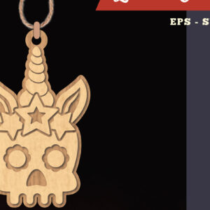 Intra απο ξύλο plywood 3mm-4mm πάχος – Στολίδι Unicorn Skull Lasercut 2 Δίασταση  20x20 cm INTRAFABR-111489030