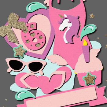 Intra απο ξύλο plywood 3mm-4mm πάχος – Μονόκερος Μαγιό Cake Topper 3D Δίασταση  20x20 cm INTRAFABR-111243794 - Image 4