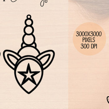 Intra απο ξύλο plywood 3mm-4mm πάχος – Ξύλινα σκουλαρίκια Unicorn Δίασταση  5x5 cm INTRAFABR-120600202 - Image 1