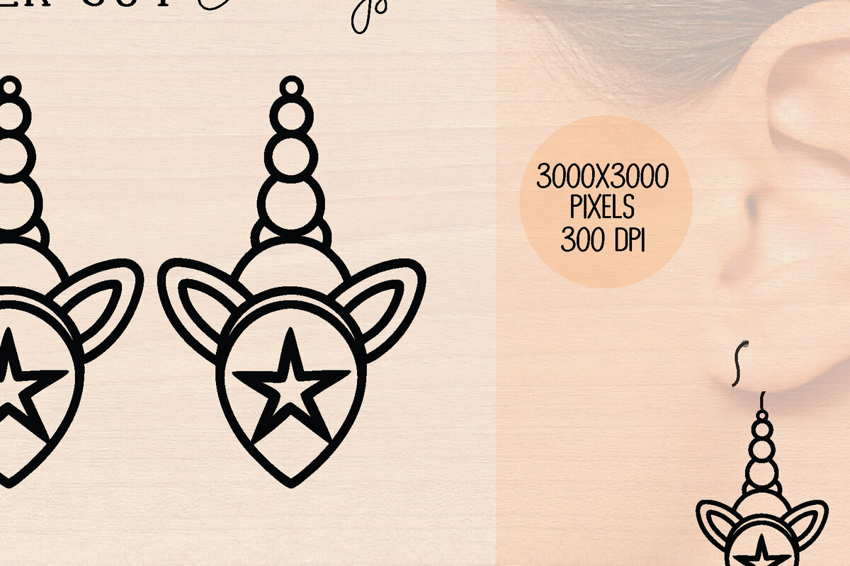 Intra απο ξύλο plywood 3mm-4mm πάχος – Ξύλινα σκουλαρίκια Unicorn Δίασταση  5x5 cm INTRAFABR-120600202