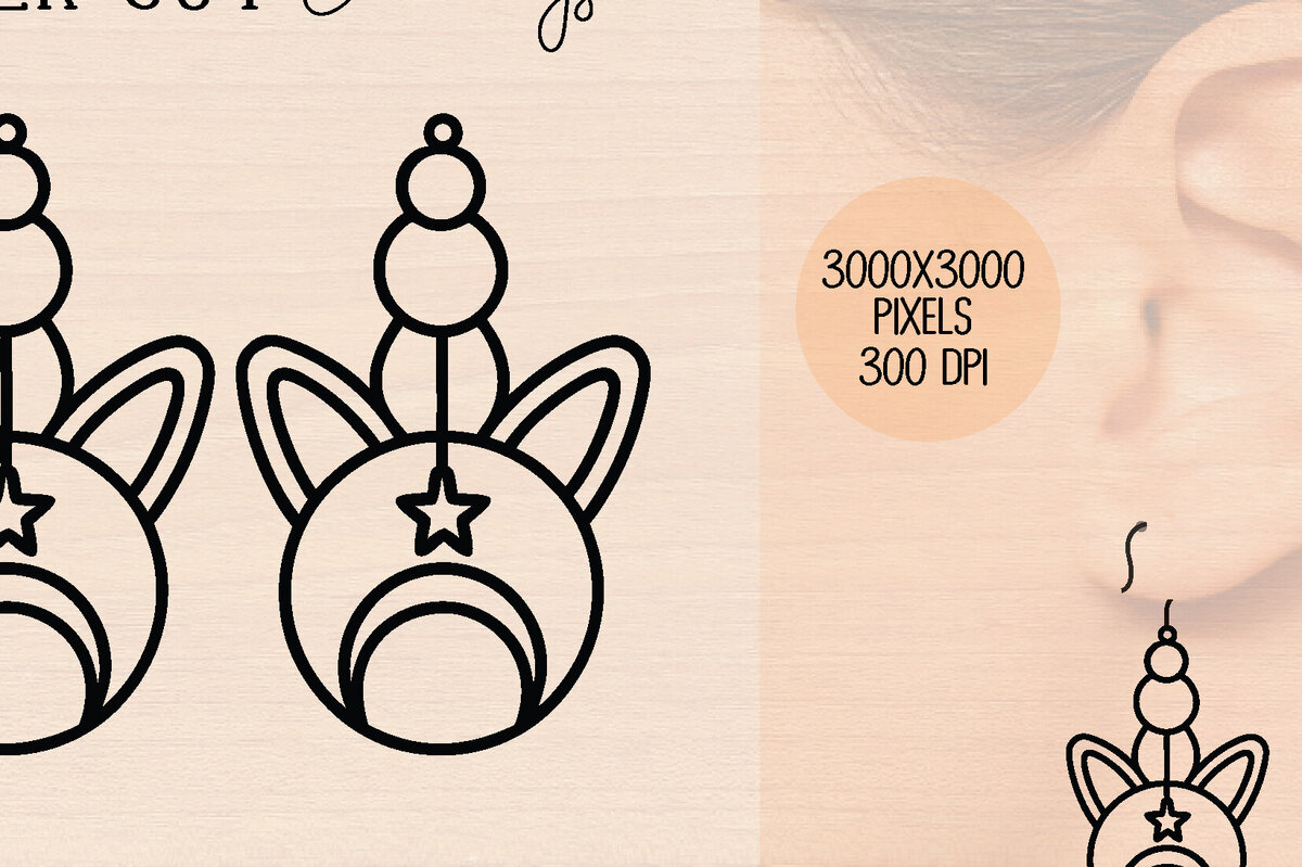 Intra απο ξύλο plywood 3mm-4mm πάχος – Ξύλινα σκουλαρίκια Unicorn Δίασταση  5x5 cm INTRAFABR-120600977