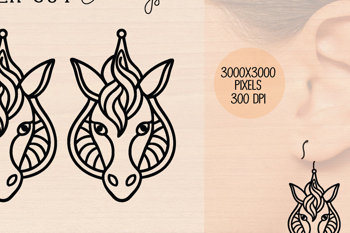 Intra απο ξύλο plywood 3mm-4mm πάχος – Ξύλινα σκουλαρίκια Unicorn Δίασταση  5x5 cm INTRAFABR-120601240