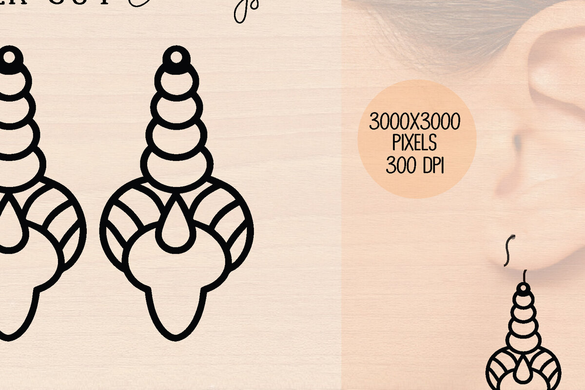 Intra απο ξύλο plywood 3mm-4mm πάχος – Ξύλινα σκουλαρίκια Unicorn Δίασταση  5x5 cm INTRAFABR-120602047