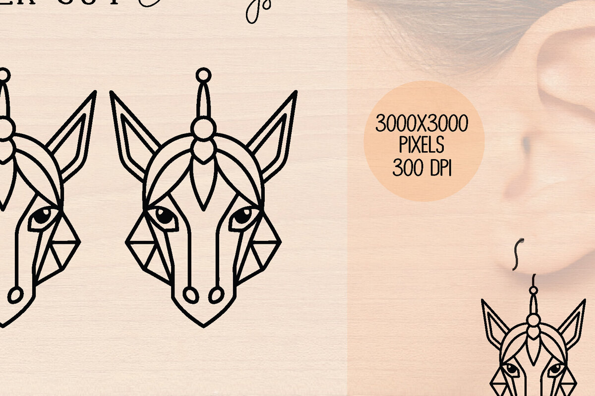 Intra απο ξύλο plywood 3mm-4mm πάχος – Ξύλινα σκουλαρίκια Unicorn Δίασταση  5x5 cm INTRAFABR-120599665