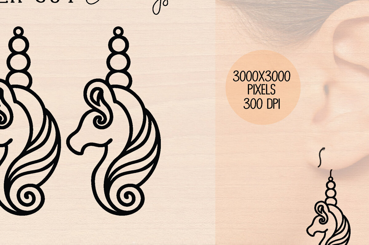 Intra απο ξύλο plywood 3mm-4mm πάχος – Ξύλινα σκουλαρίκια Unicorn Δίασταση  5x5 cm INTRAFABR-120599849