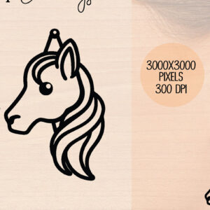 Intra απο ξύλο plywood 3mm-4mm πάχος – Ξύλινα σκουλαρίκια Unicorn Δίασταση  5x5 cm INTRAFABR-120599482