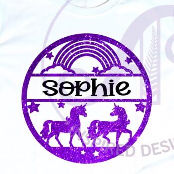 Intra απο ξύλο plywood 3mm-4mm πάχος – Μονόκεροι και ουράνιο τόξο με όνομα τοίχου Δίασταση  40x30 cm INTRAFABR-120381501 - Image 2