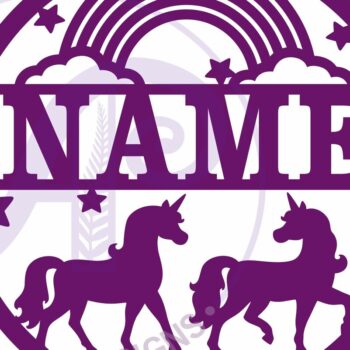 Intra απο ξύλο plywood 3mm-4mm πάχος – Μονόκεροι και ουράνιο τόξο με όνομα τοίχου Δίασταση  40x30 cm INTRAFABR-120381501 - Image 4