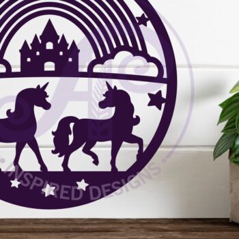 Intra απο ξύλο plywood 3mm-4mm πάχος – Μονόκεροι και σημάδι τέχνης τοίχου ουράνιου τόξου Δίασταση  40x30 cm INTRAFABR-118702687 - Image 3