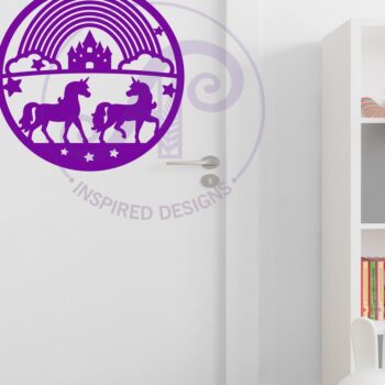 Intra απο ξύλο plywood 3mm-4mm πάχος – Μονόκεροι και σημάδι τέχνης τοίχου ουράνιου τόξου Δίασταση  40x30 cm INTRAFABR-118702687 - Image 5