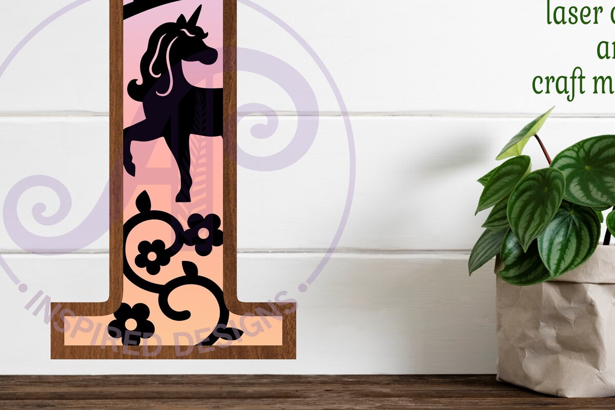 Intra απο ξύλο plywood 3mm-4mm πάχος – Μονόκεροι επιστολή τοίχου επιγραφή I Δίασταση  40x30 cm INTRAFABR-118388893