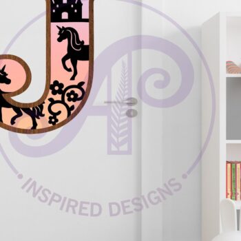 Intra απο ξύλο plywood 3mm-4mm πάχος – Μονόκεροι επιστολή τοίχου J Δίασταση  40x30 cm INTRAFABR-118388879 - Image 3