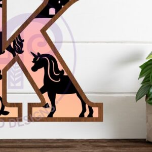 Intra απο ξύλο plywood 3mm-4mm πάχος – Μονόκεροι επιστολή τοίχου Κ Δίασταση  40x30 cm INTRAFABR-118388869