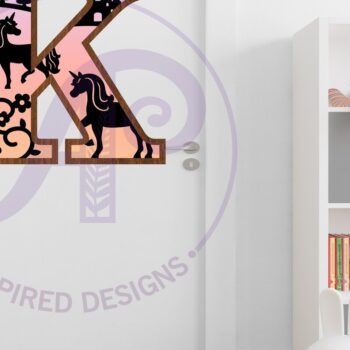 Intra απο ξύλο plywood 3mm-4mm πάχος – Μονόκεροι επιστολή τοίχου Κ Δίασταση  40x30 cm INTRAFABR-118388869 - Image 3