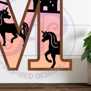 Intra απο ξύλο plywood 3mm-4mm πάχος – Μονόκεροι Γράμμα Τοίχου Σήμα Μ Δίασταση  40x30 cm INTRAFABR-118388821 - Image 1