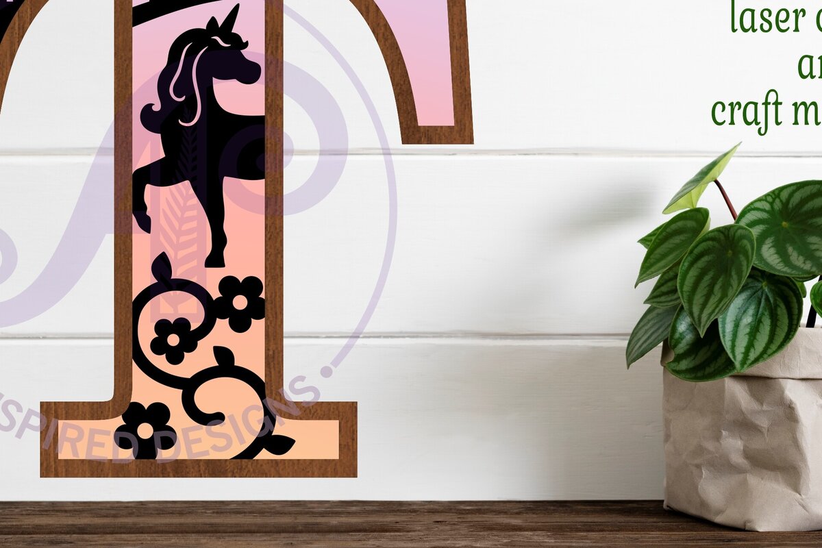 Intra απο ξύλο plywood 3mm-4mm πάχος – Μονόκεροι Γράμμα Τοίχου Σήμα Τ Δίασταση  40x30 cm INTRAFABR-118388726