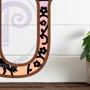 Intra απο ξύλο plywood 3mm-4mm πάχος – Μονόκεροι Γράμμα Τοίχου Σήμα U Δίασταση  40x30 cm INTRAFABR-118388698