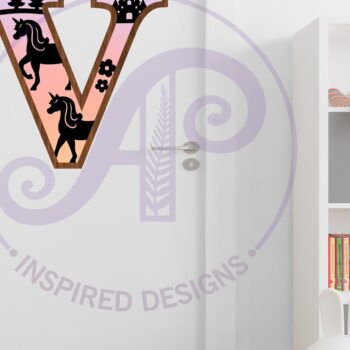 Intra απο ξύλο plywood 3mm-4mm πάχος – Μονόκεροι επιστολή τοίχου επιγραφή V Δίασταση  40x30 cm INTRAFABR-118388681 - Image 3