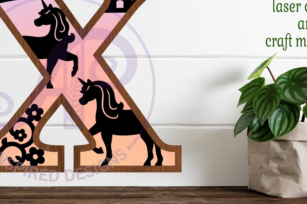 Intra απο ξύλο plywood 3mm-4mm πάχος – Μονόκεροι Γράμμα Τοίχου Σήμα X Δίασταση  40x30 cm INTRAFABR-118388636