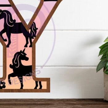 Intra απο ξύλο plywood 3mm-4mm πάχος – Μονόκεροι Γράμμα τοίχου Υ Δίασταση  40x30 cm INTRAFABR-118388605 - Image 1