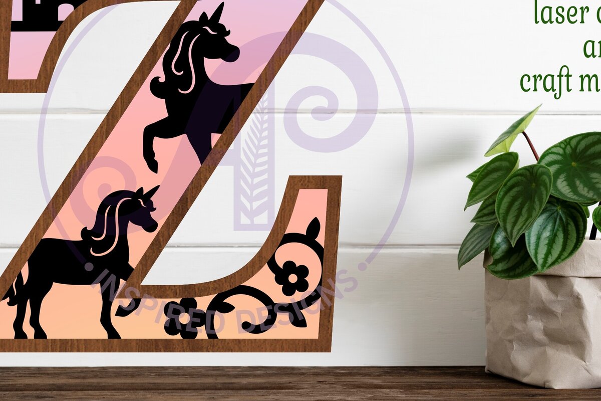 Intra απο ξύλο plywood 3mm-4mm πάχος – Μονόκεροι Γράμμα Τοίχου Ζ Δίασταση  40x30 cm INTRAFABR-118388581