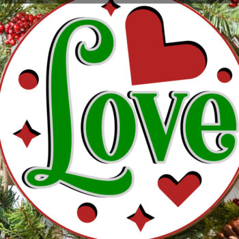 Intra απο ξύλο plywood 3mm-4mm πάχος – Μοναδική Χριστουγεννιάτικη Στρογγυλή Πινακίδα – Θέμα Αγάπης Δίασταση  20x20 cm INTRAFABR-118102101 - Image 1