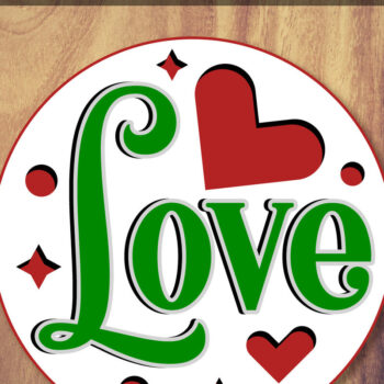 Intra απο ξύλο plywood 3mm-4mm πάχος – Μοναδική Χριστουγεννιάτικη Στρογγυλή Πινακίδα – Θέμα Αγάπης Δίασταση  20x20 cm INTRAFABR-118102101 - Image 3