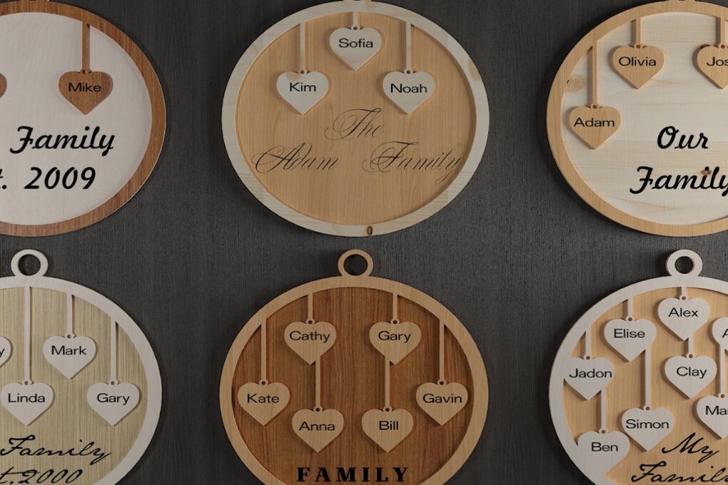 Intra απο ξύλο plywood 3mm-4mm πάχος – Μοναδικό  οικογενειακού στολιδιού 112 Δίασταση  20x20 cm INTRAFABR-118028510