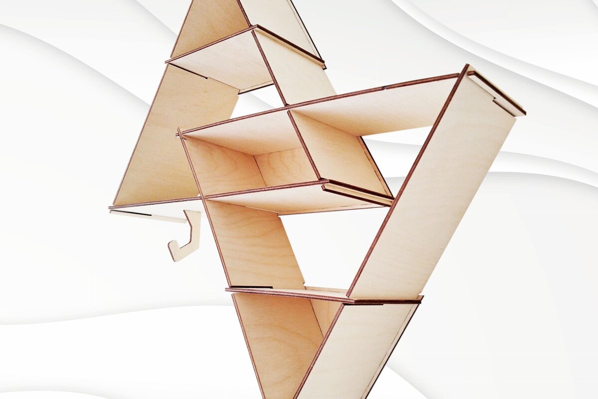 Intra απο ξύλο plywood 3mm-4mm πάχος – Μοναδικό  κοπής με λέιζερ ραφιού Trheeangle Δίασταση  20x20 cm INTRAFABR-102850845