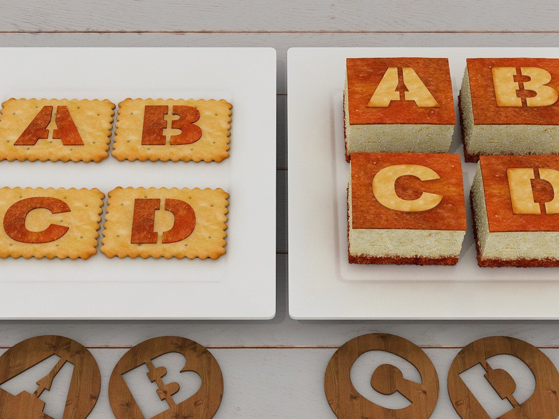 Intra απο ξύλο plywood 3mm-4mm πάχος – Στένσιλ μαγειρικής άνω γράμματα για DIY Δίασταση  20x20 cm INTRAFABR-42351620