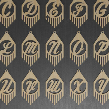 Intra απο ξύλο plywood 3mm-4mm πάχος – Αλφάβητο αρχείων σκουλαρίκι με κεφαλαία γράμματα Δίασταση  5x5 cm INTRAFABR-70222183 - Image 1