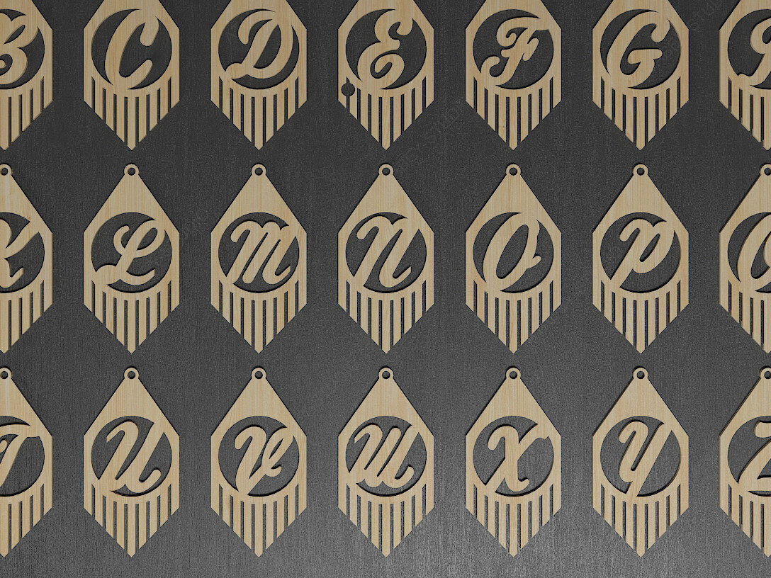 Intra απο ξύλο plywood 3mm-4mm πάχος – Αλφάβητο αρχείων σκουλαρίκι με κεφαλαία γράμματα Δίασταση  5x5 cm INTRAFABR-70222183