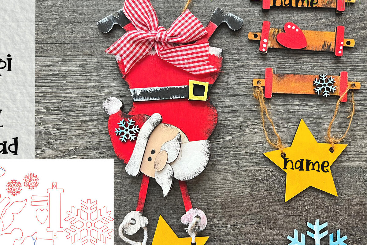 Intra απο ξύλο plywood 3mm-4mm πάχος – Ανάποδα Santa Ornament Laser Δίασταση 20x20 cm INTRAFABR-82640287