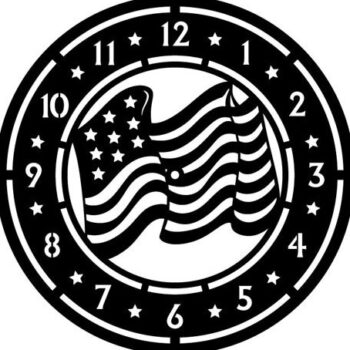 Intra απο ξύλο plywood 3mm-4mm πάχος – Πρότυπο κοπής ρολογιού αμερικανικής σημαίας Δίασταση  20x20 cm INTRAFABR-68375426 - Image 1