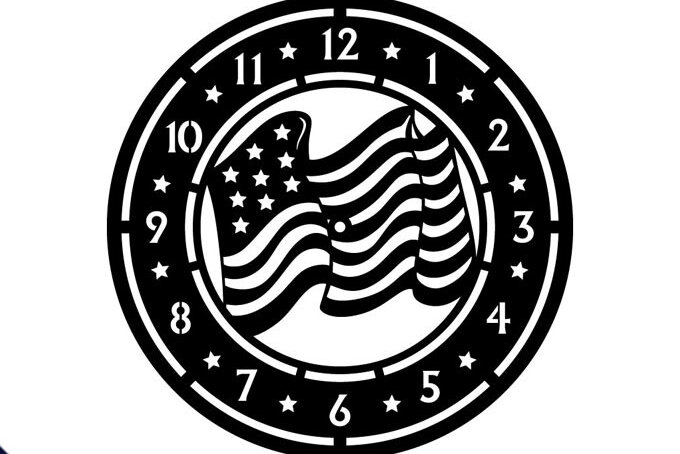 Intra απο ξύλο plywood 3mm-4mm πάχος – Πρότυπο κοπής ρολογιού αμερικανικής σημαίας Δίασταση  20x20 cm INTRAFABR-68375426