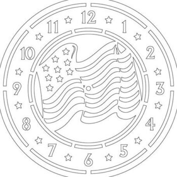 Intra απο ξύλο plywood 3mm-4mm πάχος – Πρότυπο κοπής ρολογιού αμερικανικής σημαίας Δίασταση  20x20 cm INTRAFABR-68375426 - Image 2