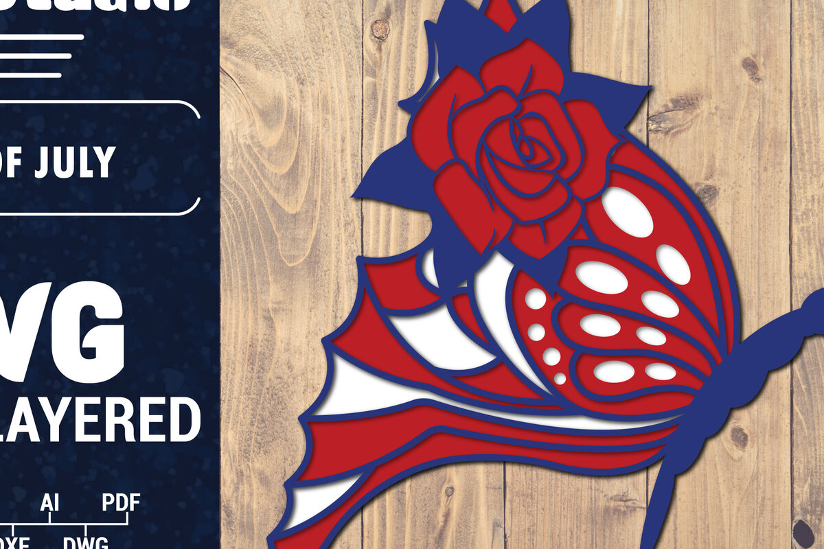 Intra απο ξύλο plywood 3mm-4mm πάχος – ΗΠΑ 4 Ιουλίου με στρώσεις πεταλούδας Δίασταση  20x20 cm INTRAFABR-125322826