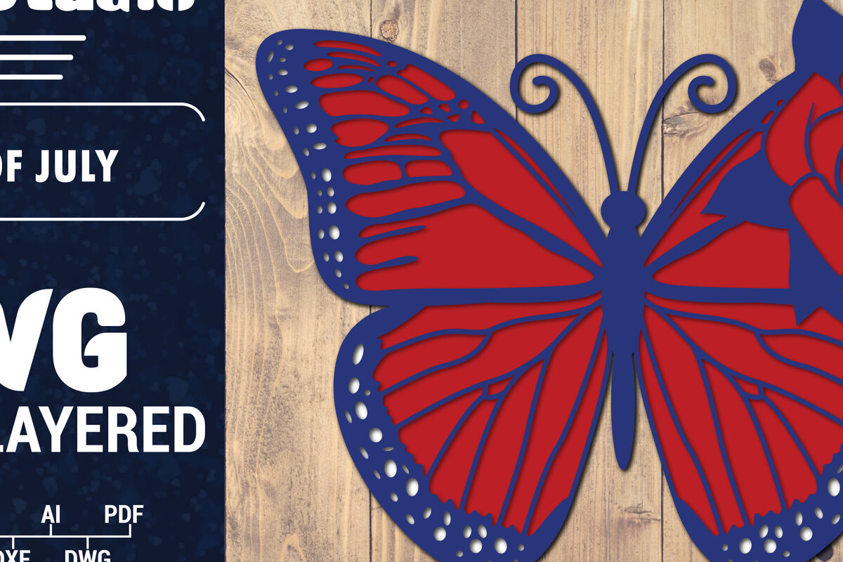 Intra απο ξύλο plywood 3mm-4mm πάχος – ΗΠΑ 4 Ιουλίου με στρώσεις πεταλούδας Δίασταση  20x20 cm INTRAFABR-125322941