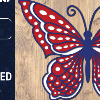 Intra απο ξύλο plywood 3mm-4mm πάχος – ΗΠΑ 4 Ιουλίου με στρώσεις πεταλούδας Δίασταση  20x20 cm INTRAFABR-125322555 - Image 1