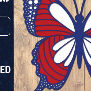 Intra απο ξύλο plywood 3mm-4mm πάχος – ΗΠΑ 4 Ιουλίου με στρώσεις πεταλούδας Δίασταση  20x20 cm INTRAFABR-125322620 - Image 1