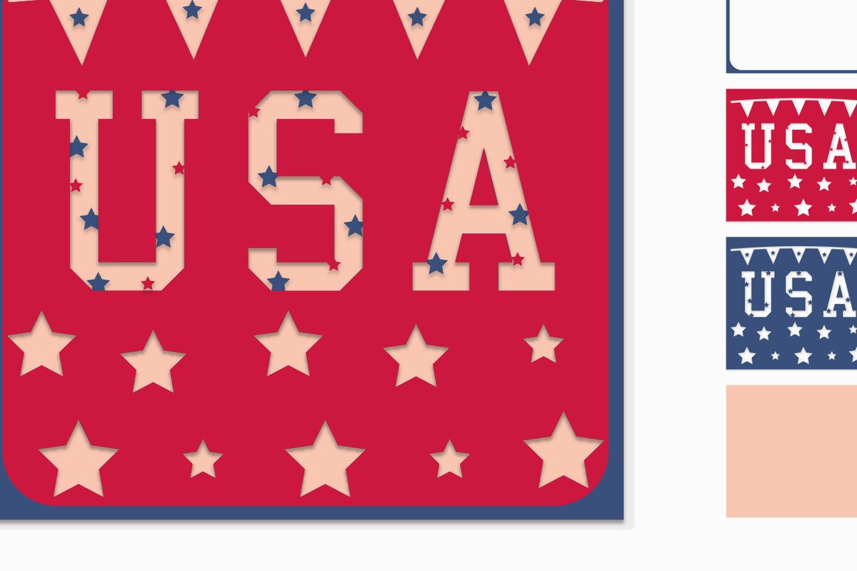 Intra απο ξύλο plywood 3mm-4mm πάχος – ΗΠΑ - 4 Ιουλίου 3D Paper Cut Δίασταση  20x20 cm INTRAFABR-97653150