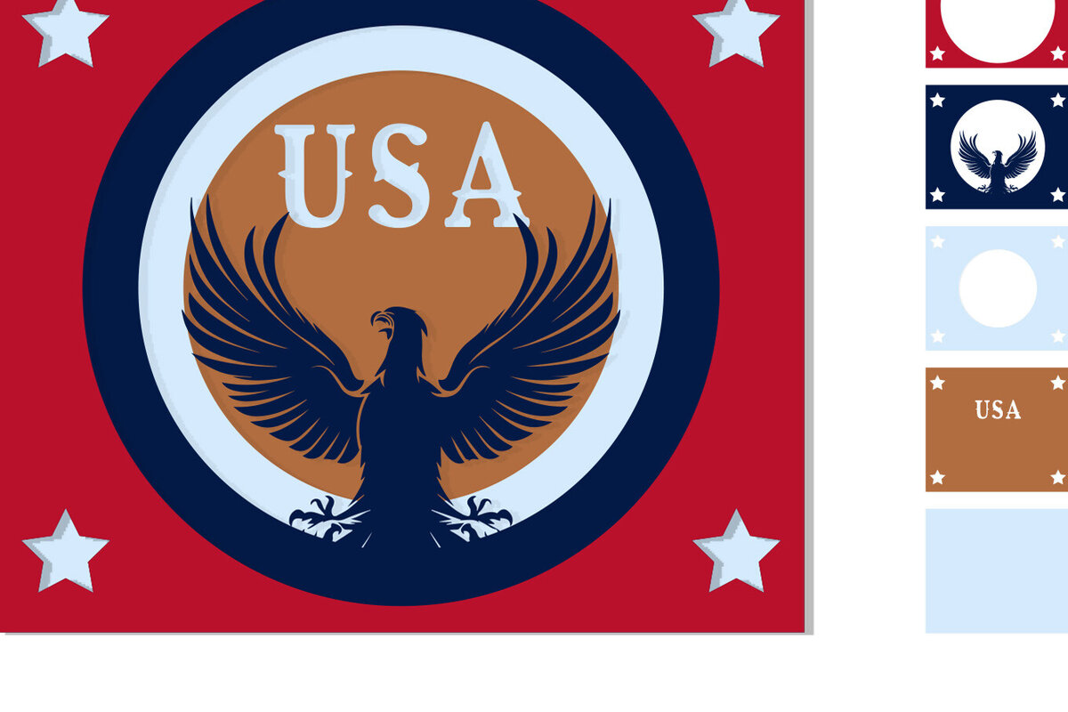 Intra απο ξύλο plywood 3mm-4mm πάχος – ΗΠΑ | 4 Ιουλίου 3D Paper Cut Δίασταση  20x20 cm INTRAFABR-97639355