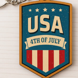 Intra απο ξύλο plywood 3mm-4mm πάχος – Μπρελόκ σήματος ΗΠΑ 4ης Ιουλίου Δίασταση 5x5 cm INTRAFABR-122736786