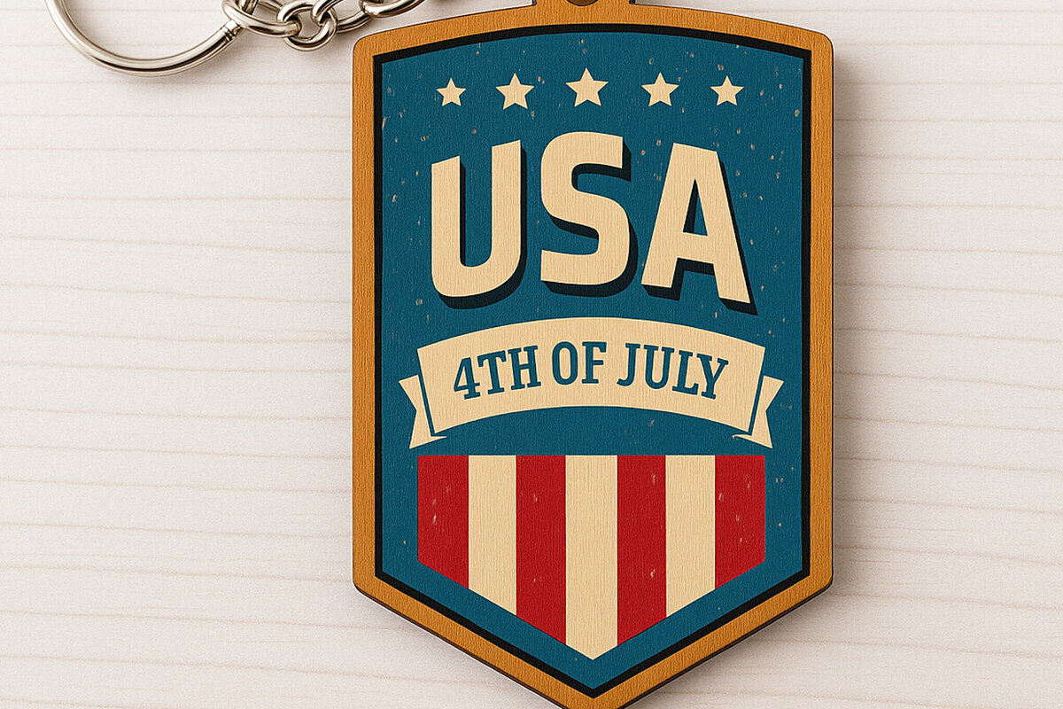 Intra απο ξύλο plywood 3mm-4mm πάχος – Μπρελόκ σήματος ΗΠΑ 4ης Ιουλίου Δίασταση  5x5 cm INTRAFABR-122736786