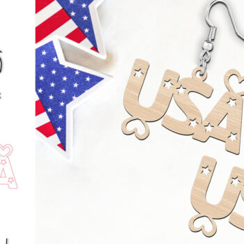 Intra απο ξύλο plywood 3mm-4mm πάχος – USA 4th of July Earrings Δίασταση  5x5 cm INTRAFABR-119724646 - Image 1