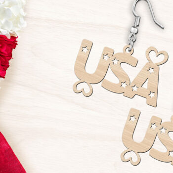 Intra απο ξύλο plywood 3mm-4mm πάχος – USA 4th of July Earrings Δίασταση  5x5 cm INTRAFABR-119724646 - Image 3