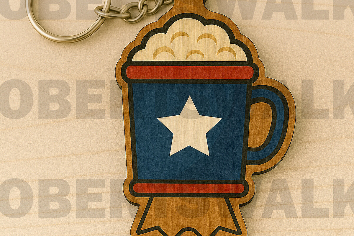 Intra απο ξύλο plywood 3mm-4mm πάχος – Κούπα μπύρας ΗΠΑ Μπρελόκ με λέιζερ Δίασταση  5x5 cm INTRAFABR-122934350